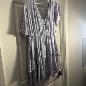 ARULA purple floral Dress with Ruffle Layers